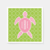 Mit Monogramm Rosa-Meeresschildkröte Serviette (Vorderseite)