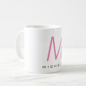 Mit Monogramm rosa Modern Ihr Name Kaffeetasse (Vorderseite Links)