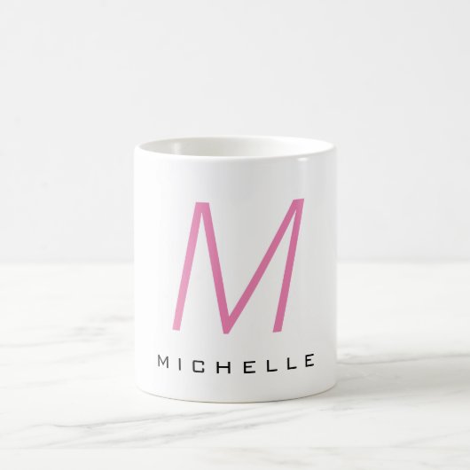 Mit Monogramm rosa Modern Ihr Name Kaffeetasse (Mittel)