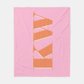 Mit Monogramm, rosa Orange, horizontal Fleecedecke (Vorderseite)