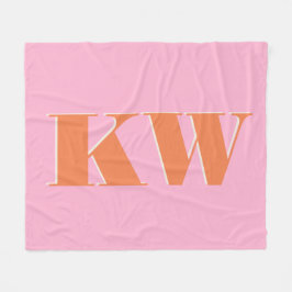 Mit Monogramm, rosa Orange, horizontal Fleecedecke