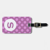 Mit Monogramm rosa Punkte Gepäckanhänger (Vorderseite horizontal)