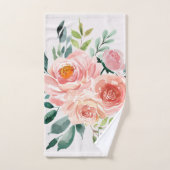 Mit Monogramm Rosa Rose Blume Bouquet Badhandtuch Set (Handtuch)