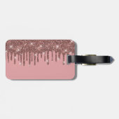 Mit Monogramm Rosa Rose Gold Gepäckmarke für sie  Gepäckanhänger (Rückseite horizontal)