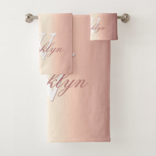 Mit Monogramm Rosa Rose Gold Glitzer Tropfen Badhandtuch Set