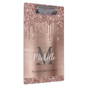 Mit Monogramm Rosa Rose Gold Glitzer Tropfen Klemmbrett (Rechts)