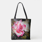 Mit Monogramm Rosa Rose Tasche (Rückseite)