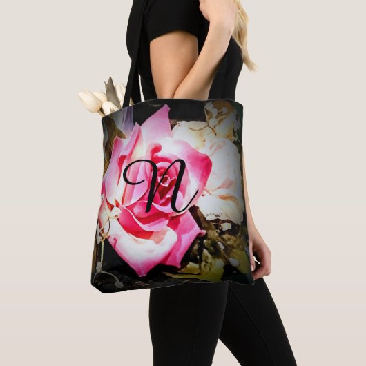 Mit Monogramm Rosa Rose Tasche (Von Nahem)