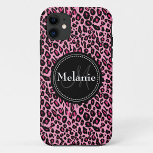 Mit Monogramm-rosa-Schwarz-weiß-Leopardenmuster Case-Mate iPhone Hülle