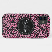 Mit Monogramm-rosa-Schwarz-weiß-Leopardenmuster Case-Mate iPhone Hülle (Rückseite (Horizontal))