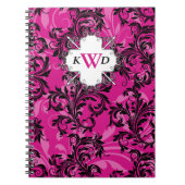 Mit Monogramm-rosa-Schwarz-weiß-ScrollNotebook Notizblock (Vorderseite)