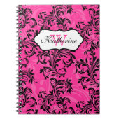 Mit Monogramm-rosa-Schwarz-weiß-ScrollNotebook Notizblock (Vorderseite)