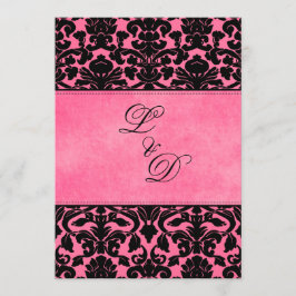 Mit Monogramm Rosa, schwarze Damaske Einladung zur
