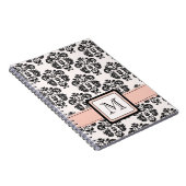 Mit Monogramm rosa schwarzer Damast-gewundenes Notizblock (Rechte Seite)