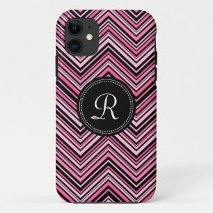 Mit Monogramm rosa Schwarzes Tribal Zickzack Muste Case-Mate iPhone Hülle