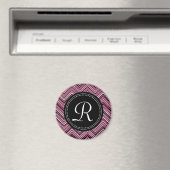 Mit Monogramm rosa Schwarzes Tribal Zickzack Muste Magnet (In Situ (Geschirrspüler))