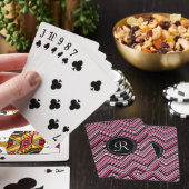 Mit Monogramm rosa Schwarzes Tribal Zickzack Muste Spielkarten (In Situ)