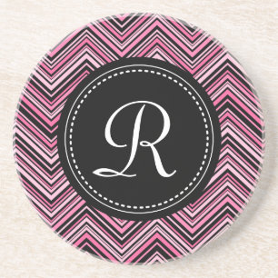 Mit Monogramm rosa Schwarzes Tribal Zickzack Muste Untersetzer