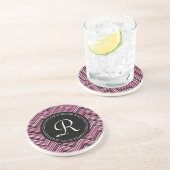 Mit Monogramm rosa Schwarzes Tribal Zickzack Muste Untersetzer (Seite)