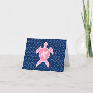 Mit Monogramm rosa Seeschildkröte-Blau Quatrefoil