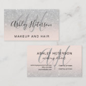 Mit Monogramm rosa Silber-Glitzer-Skript Visitenkarte (Vorne/Hinten)