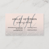 Mit Monogramm rosa Silber-Glitzer-Skript Visitenkarte (Rückseite)