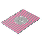 Mit Monogramm rosa Streifen Notizblock (Linke Seite)
