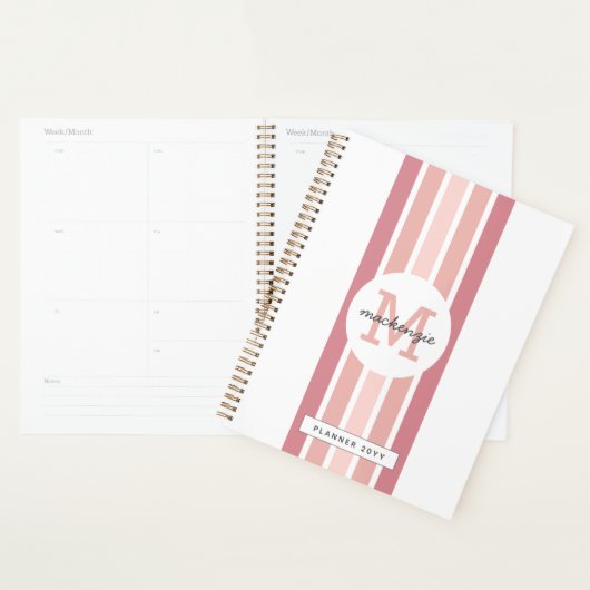 Mit Monogramm Rosa Streifen Personalisiert Planer (Anzeige)