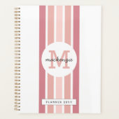 Mit Monogramm Rosa Streifen Personalisiert Planer (Vorderseite)