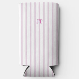 Mit Monogramm rosa Streifen Selters Dosenkühler