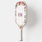 Mit Monogramm rosa Streifen und Blumen Pickleball Schläger (Links)