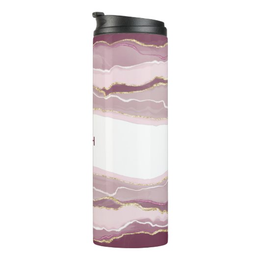 Mit Monogramm rosa Thermosbecher (Nach rechts gedreht)