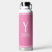 Mit Monogramm rosa Trinkflasche (Rückseite)