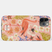 Mit Monogramm rosa tropisches Flamingo-Muster Case-Mate iPhone Hülle (Rückseite (Horizontal))