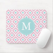 Mit Monogramm rosa u. lila Ikat Muster Mousepad (Mit Mouse)