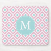 Mit Monogramm rosa u. lila Ikat Muster Mousepad (Vorne)