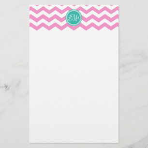 Mit Monogramm Rosa und Aquamarine Zickzack Benutze Briefpapier