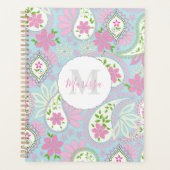 Mit Monogramm Rosa und Blau Paisley Custom Planer (Vorderseite)