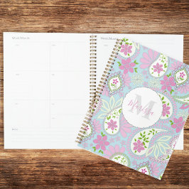 Mit Monogramm Rosa und Blau Paisley Custom Planer