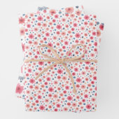 Mit Monogramm rosa und blaue Blüten Geschenkpapier Set (Beispiel)