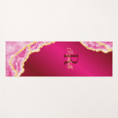 Mit Monogramm Rosa und Goldmarmor Agate Yogamatte (Vorderseite (Horizontal))