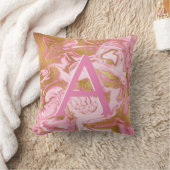 Mit Monogramm Rosa- und Goldmarmor Kissen (Decke)