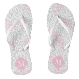 Mit Monogramm rosa und graublütige Damaske Badesandalen