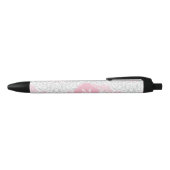 Mit Monogramm rosa und grauer Blumendamast Kugelschreiber (Oberseite)