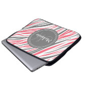 Mit Monogramm rosa und graues Zebra-Muster Laptopschutzhülle (Vorne Knopf)