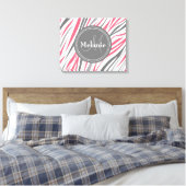 Mit Monogramm rosa und graues Zebra-Muster Leinwanddruck (Insitu (Schlafzimmer))