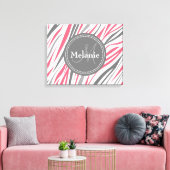 Mit Monogramm rosa und graues Zebra-Muster Leinwanddruck (Insitu (Wohnzimmer))