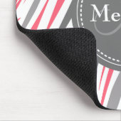 Mit Monogramm rosa und graues Zebra-Muster Mousepad (Ecke)