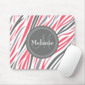 Mit Monogramm rosa und graues Zebra-Muster Mousepad (Mit Mouse)