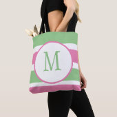 Mit Monogramm rosa und grüne Tasche (Von Nahem)